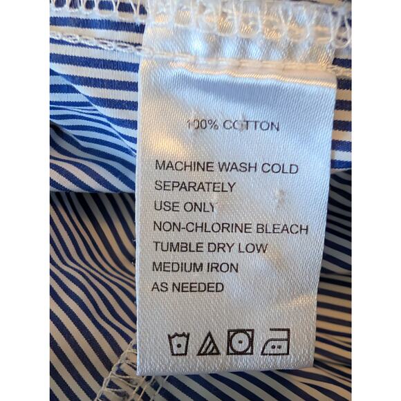 Birds of Paradis by Trovata Blue & White Striped Peplum Shirt - Large - Picture 9 of 9